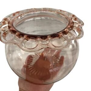 Vintage Old Colony Pink Depression Glass Bowl Jar Open Lace 1930s Anchor Hocking